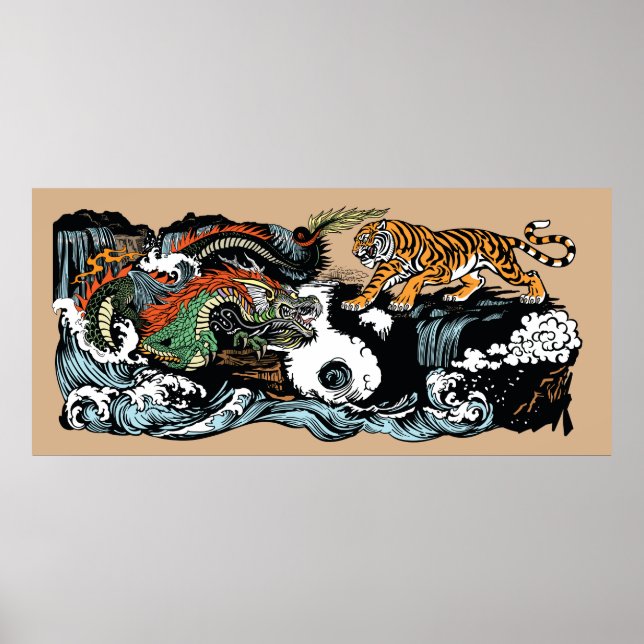 Poster Chinese Green Dragon versus Tiger (Frente)