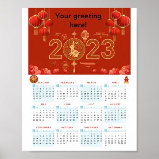 Poster Chinese New Year 2023 Rabbit calendar