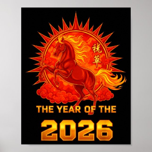 Poster Chinese New Year 2026 Of The Fire Horse Men Women  (Frente)
