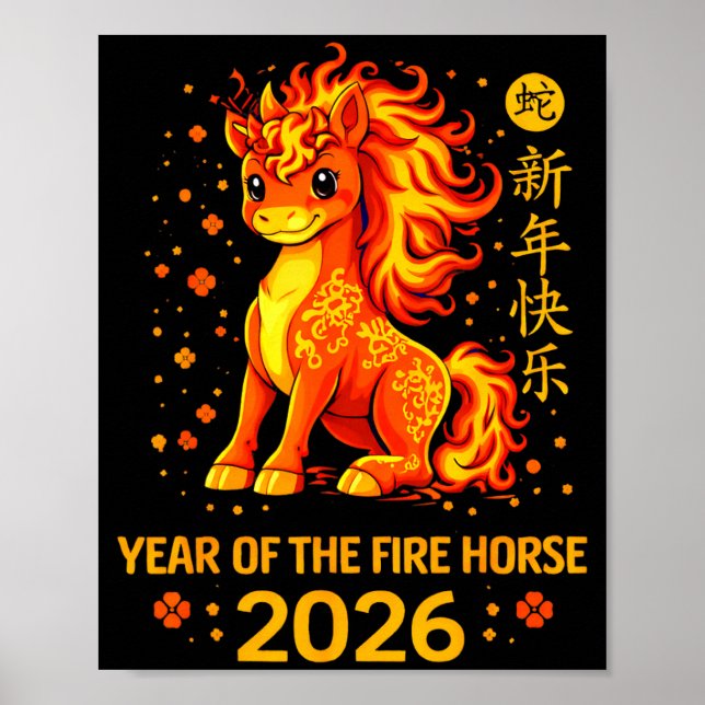 Poster Chinese New Year 2026 Year Of The Fire Horse  (Frente)