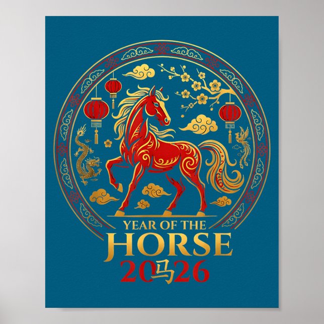 Poster Chinese New Year 2026 Year Of The Horse 4  (Frente)