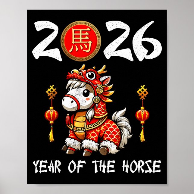 Poster Chinese New Year 2026 Year Of The Horse Happy New  (Frente)