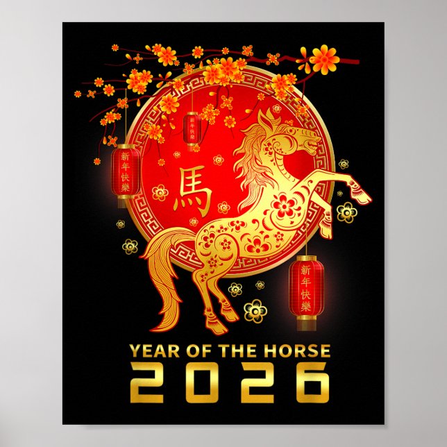 Poster Chinese New Year 2026 Year Of The Horse Lunar New  (Frente)