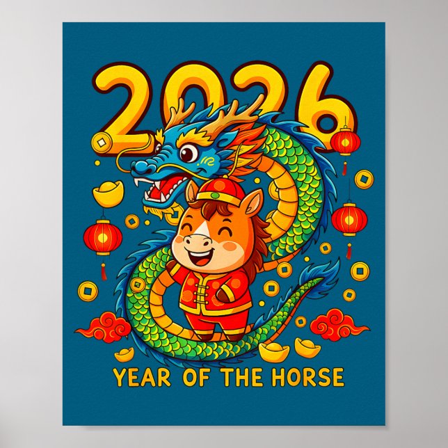 Poster Chinese New Year 2026 Year Of The Horse Lunar New  (Frente)