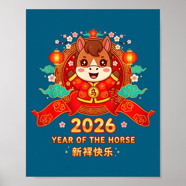 Poster Chinese New Year 2026 Year Of The Horse Toddler Ki (Frente)