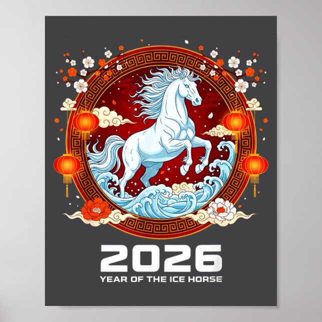 Poster Chinese New Year 2026 Year Of The Ice Horse  (Frente)