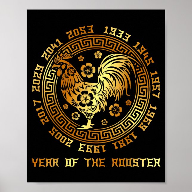 Poster Chinese New Year Of Rooster Chinese Zodiac Year 20 (Frente)