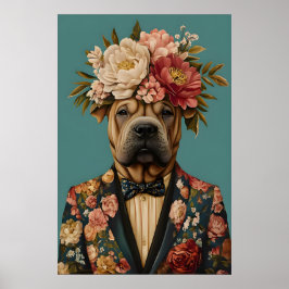 Poster Chinese Shar Pei In Suit Poster, Shar Pei