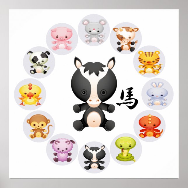 Poster Chinese Zodiac Year of the Horse Round (Frente)
