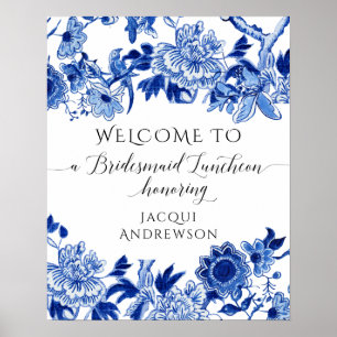 Poster Chinoiserie Blue White Welcome Bridal Lunchee
