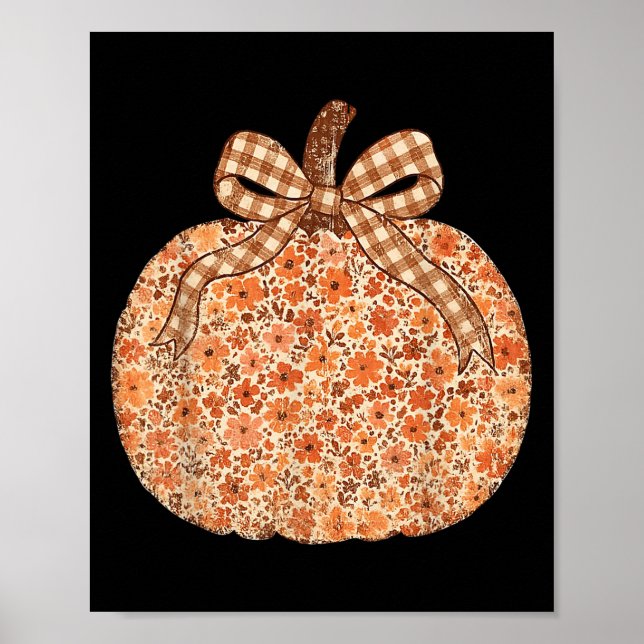 Poster Chinoiserie Fall Pumpkin Floral Halloween Engraçad (Frente)