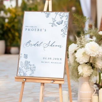 Poster Chinoiserie French Blue Chá de panela Welcome