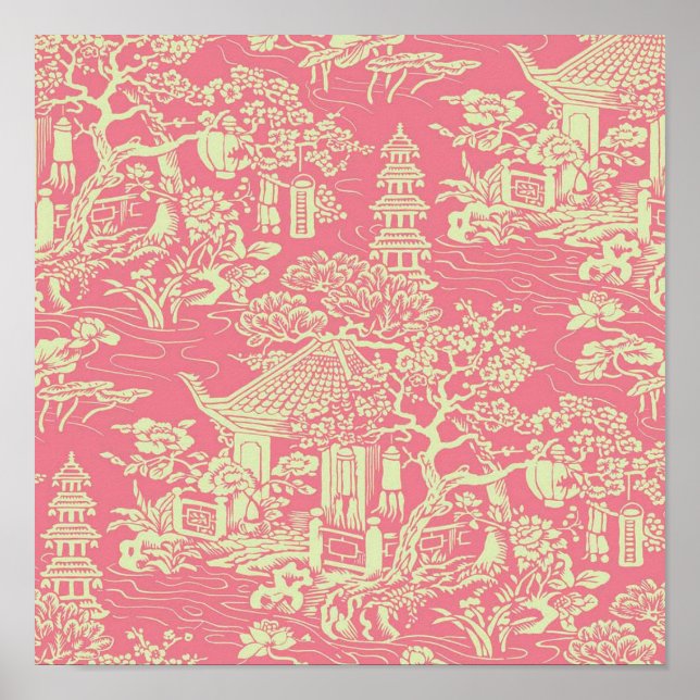 Poster Chinoiserie Rosa (Frente)