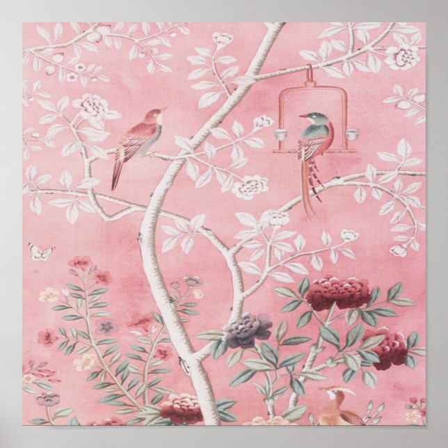 Poster Chinoiserie Rosa (Frente)