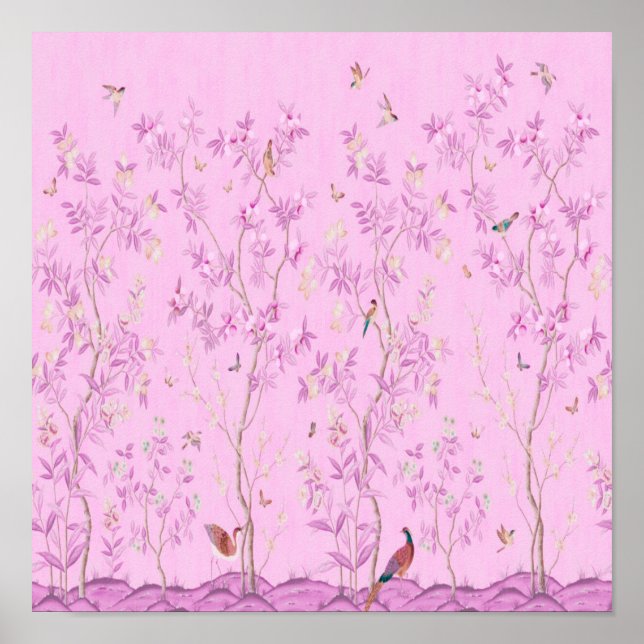 Poster Chinoiserie Rosa (Frente)