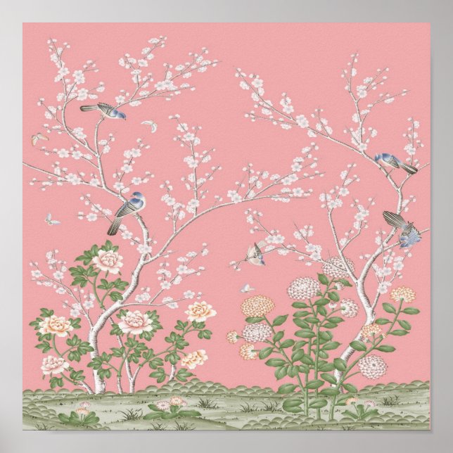Poster Chinoiserie Rosa (Frente)