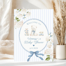 Poster Chinoiserie Teddy Bear French Baby Shower Welcome