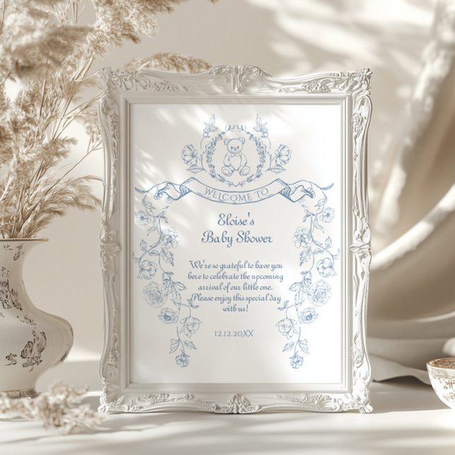 Poster Chinoiserie Teddy Urso Toile chá de fraldas Bem-vi (Criador carregado)