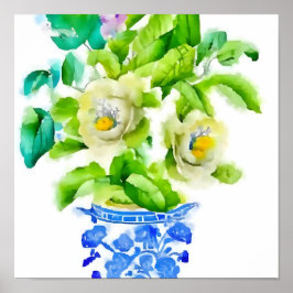 Poster Chinoiserie Vase com Flores