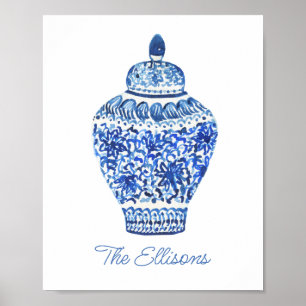 Poster Chinoiserie Watercolor Ginger Jar