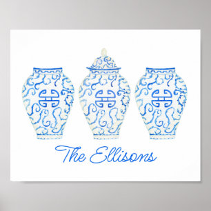 Poster Chinoiserie Watercolor Ginger Jar Vase