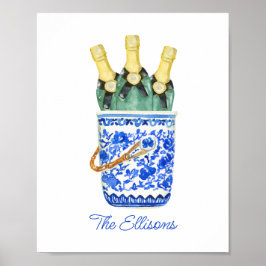 Poster Chinoiserie Watercolor Wine Balde