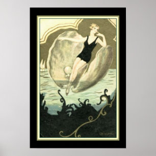 Poster Chiostri Deco "nadador em uns moluscos Shell"