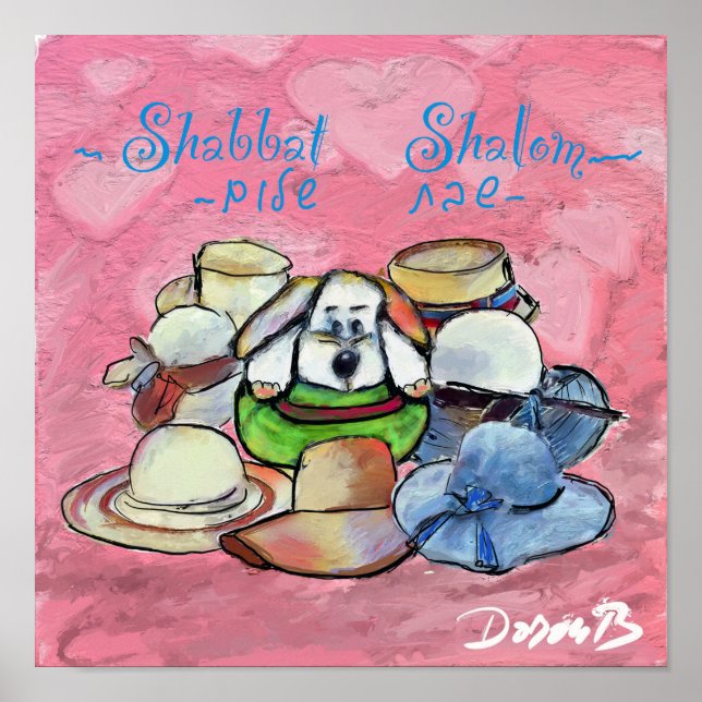 Poster Chiot et chapeaux (Frente)