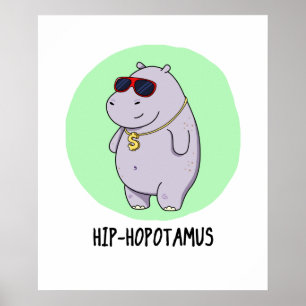 Poster Chip-Hopotamus Cute Animal Hippo Pun