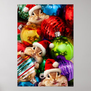 Poster Chipunks com ornamentos de férias