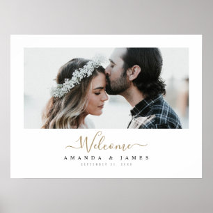 Poster Chique Moderno Dourado Horizontal Foto Casamento B