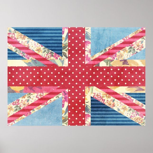 Poster Chique Vintage | Bandeira britânica (Frente)
