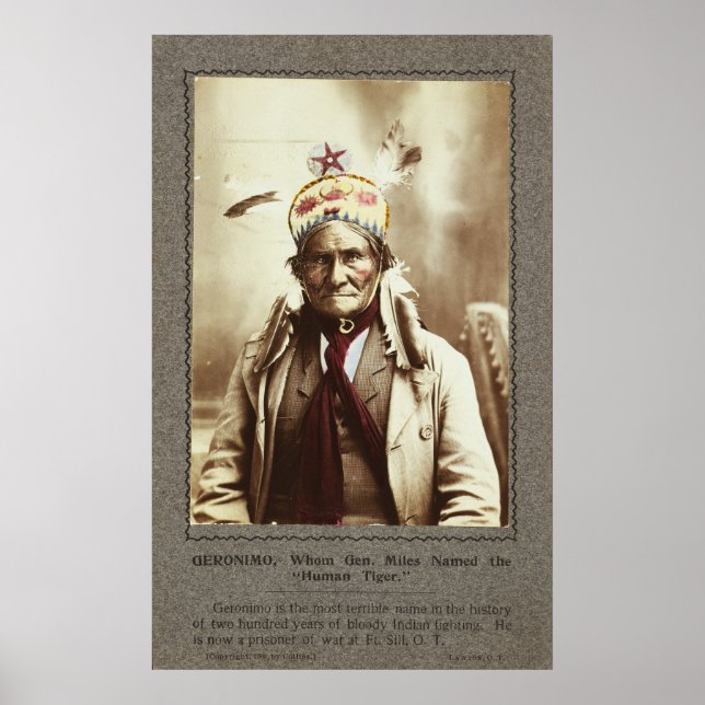 Poster Chiricahua Apache Líder Indiano Geronimo Portrait (Frente)