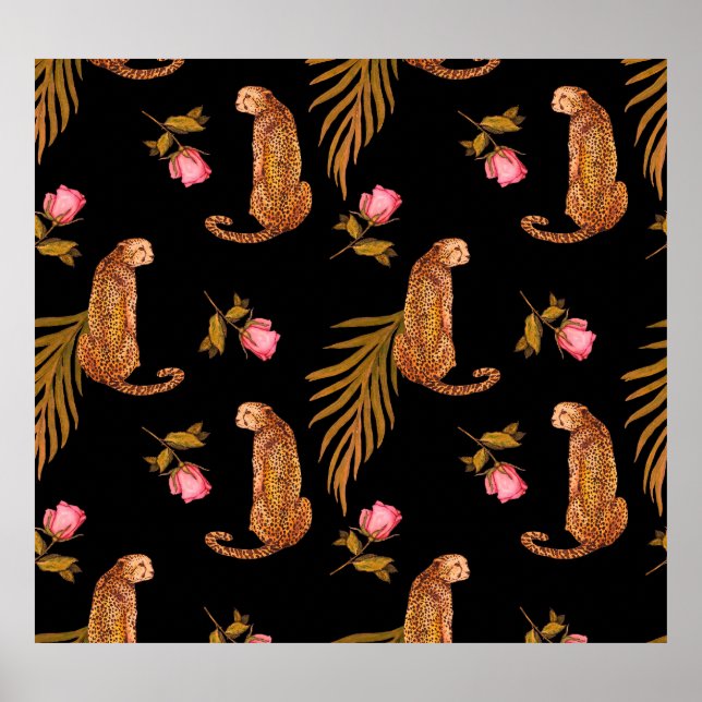 Poster Chitas românticas: padrão uniforme de aquarela. (Frente)