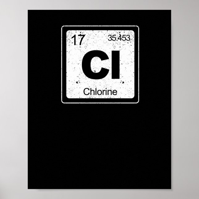Poster Chlorine periodic table symbol chemistry funny swi (Frente)