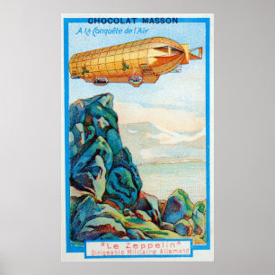 Poster Chocolat Masson Ad com nave Zeppelin