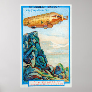 Poster Chocolat Masson Ad com nave Zeppelin