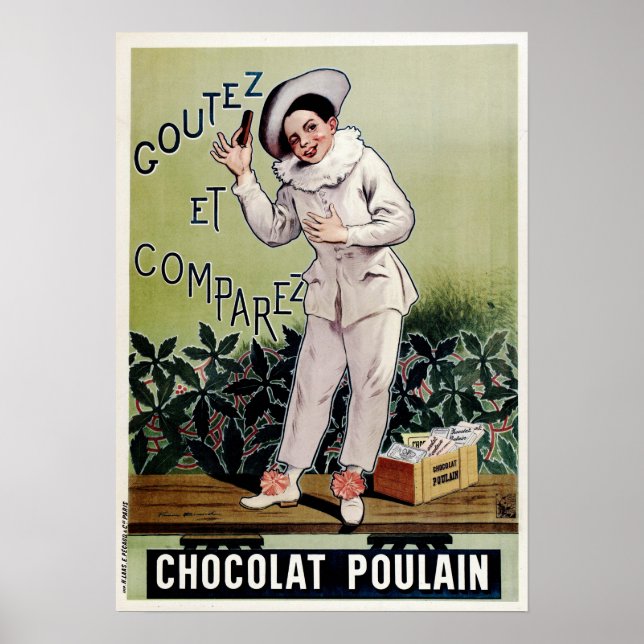 Poster CHOCOLAT POULAIN Milk Chocolate Bar Old French (Frente)