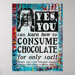 Poster Chocolate Consumido - Anúncio Venenoso Engraçado