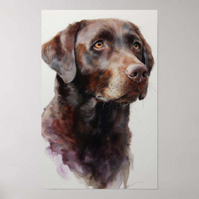 Poster Chocolate labrador retriever watercolor (Frente)