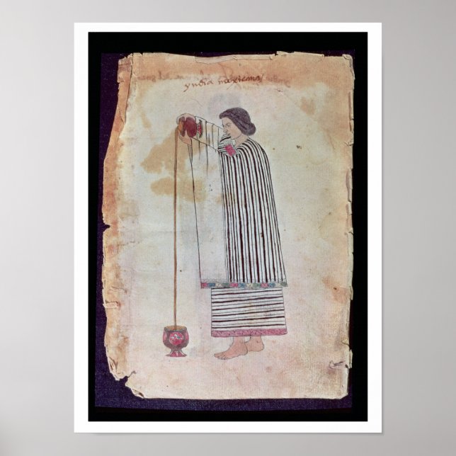 Pôster Chocolate mexicano preparando índio, do Codex (Frente)