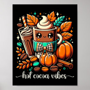 Poster Chocolate Quente de Cacau Vibes Kawaii Alô Outono
