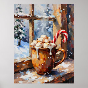 Poster Chocolate Quente de Natal com Marshmallows Tostado