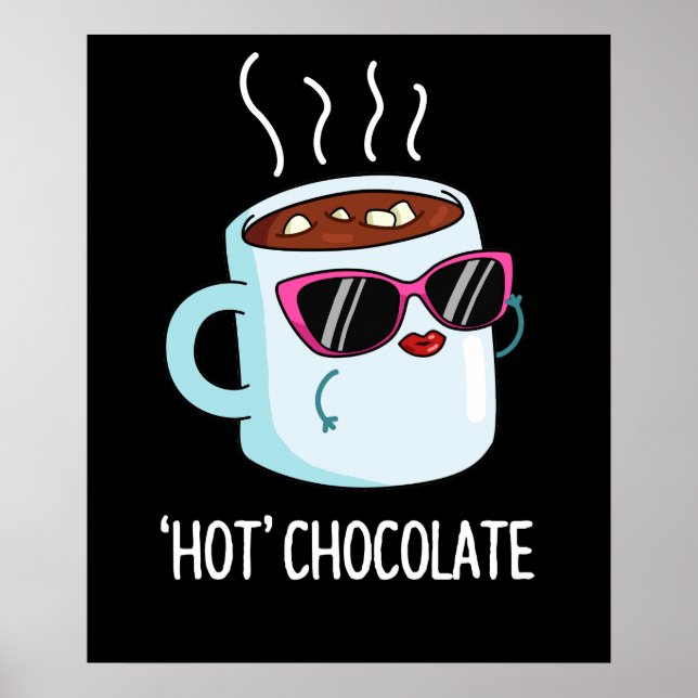 Poster Chocolate Quente Engraçado Bebida Lã Escura BG (Frente)