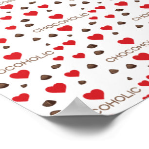 Poster Chocólatra Chocolate Chips Corações Vermelhos Amor