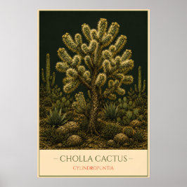 Poster Cholla Cactus – Vintage Botanical Illustration
