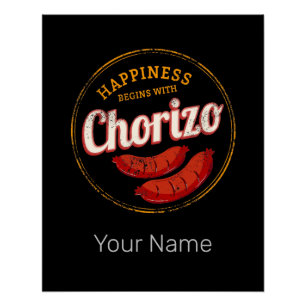 Pôster Chorizo Retro Sausage CHURRASCO Gourmet Barbecue