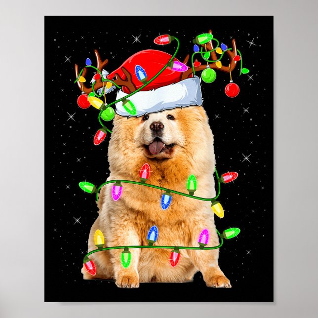 Poster Chow Chow Dog Lover Xmas Lighting Santa Chow Chow  (Frente)