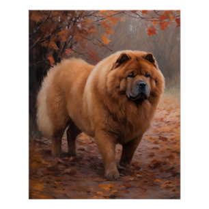Pôster Chow Chow em Autumn Leaves Cai Inspire
