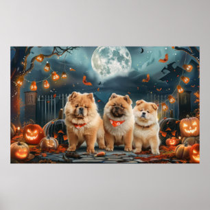 Poster Chow Chow Halloween Spooky